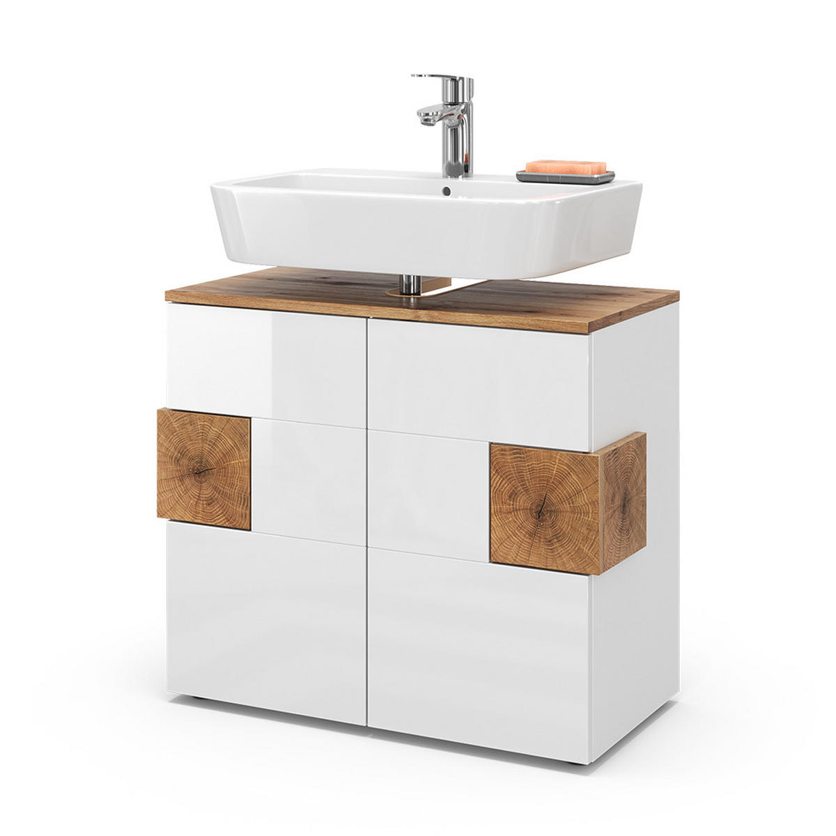 WASCHBECKENUNTERSCHRANK Eden Weiß 73.1 x 64 cm - Weiß Hochglanz, Holzwerkstoff (73.1/64/37cm) - Vicco