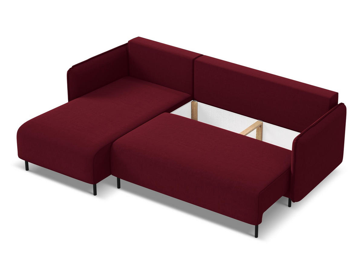 ECKSOFA mit Schlaffunktion Samt Stoff Rot - Bordeaux/Rot, Holz/Textil (162/236cm) - Makamii