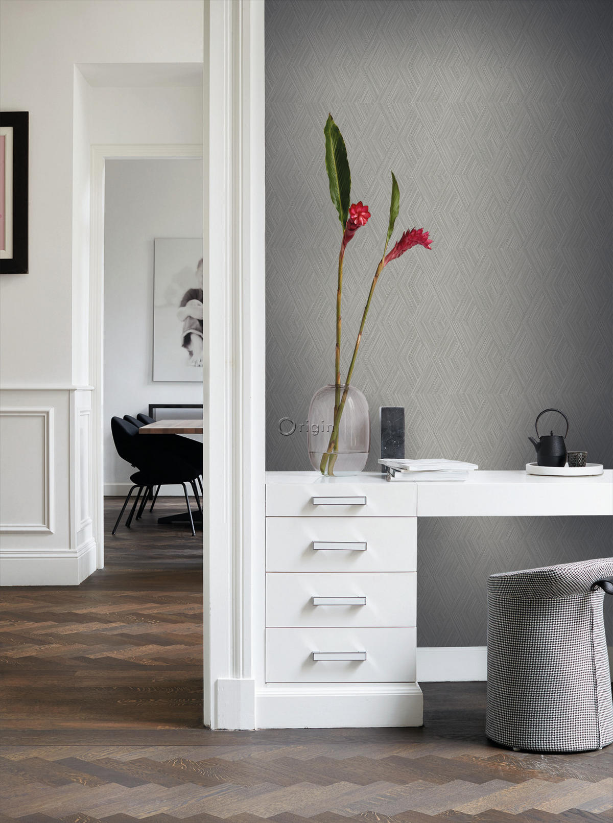 TAPETE 3D-Muster 50 x 900 cm - Grau, Papier (50/900cm) - Origin Wallcoverings