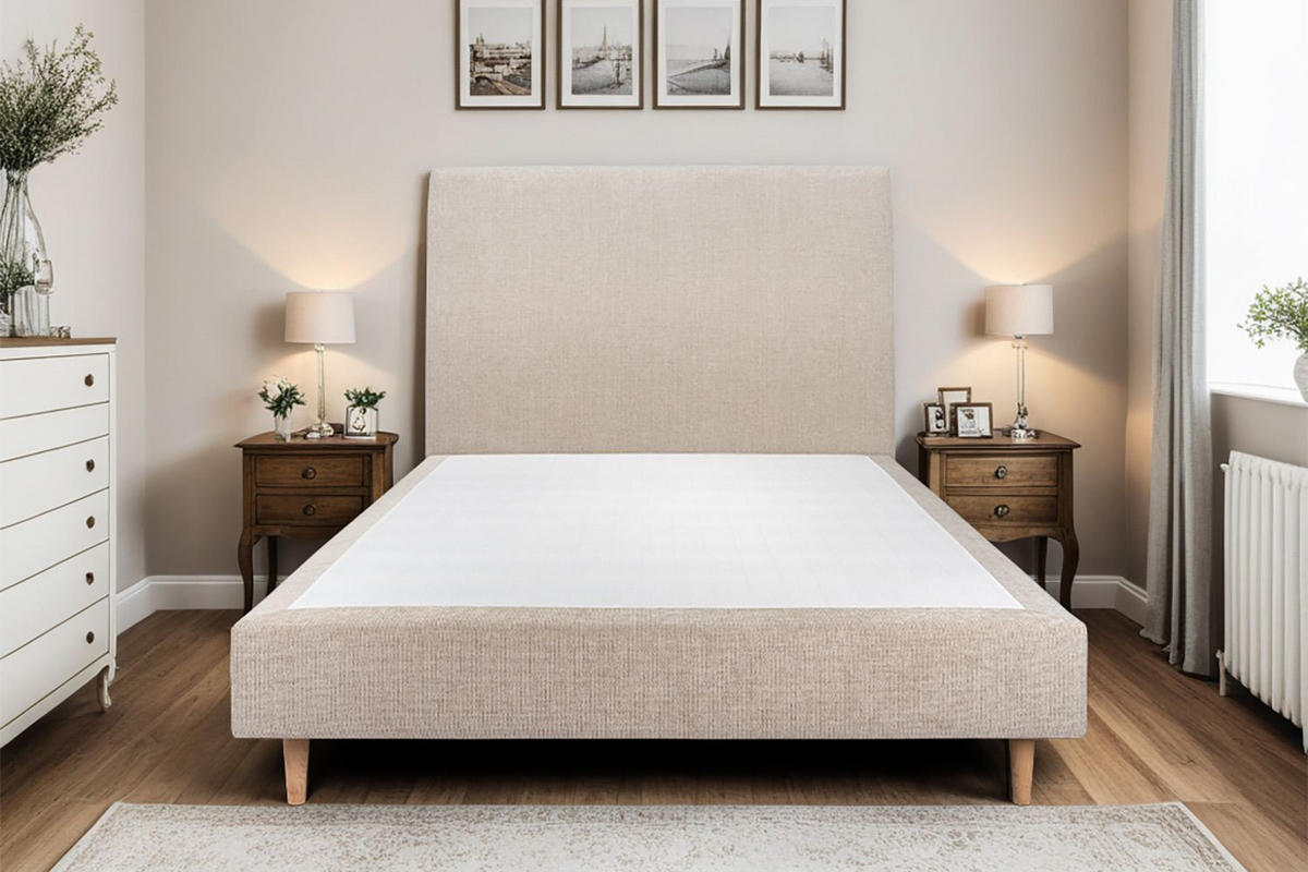 KOPFTEIL gepolstertes – Beigebrauner Stoff - 200 cm - Beige/Braun, Holz (200/120/10cm) - Sommeil de Plomb