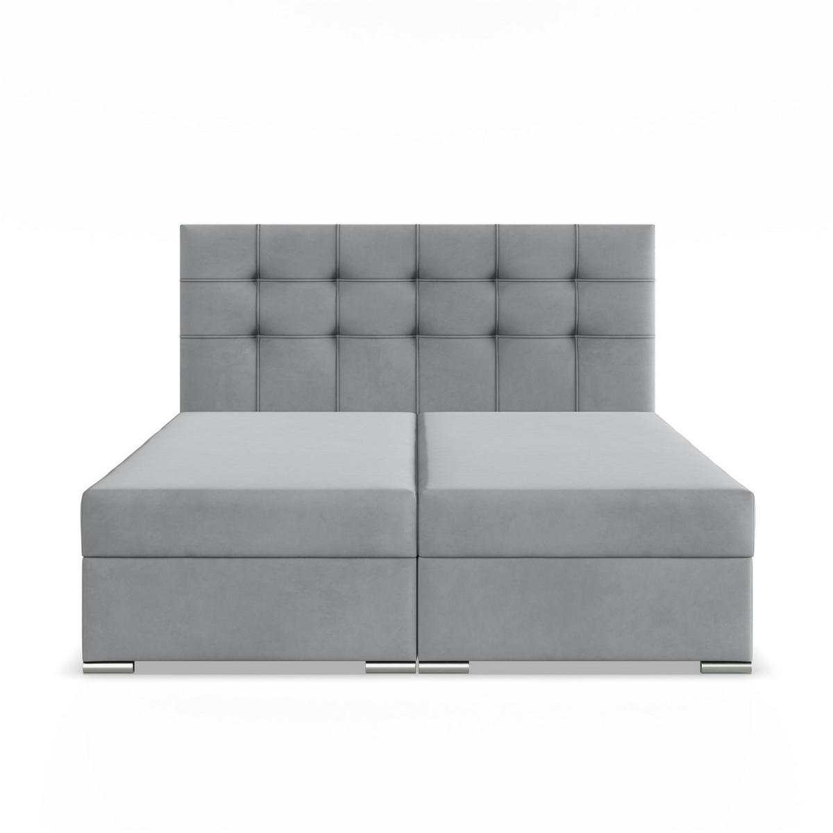 BOXBETT MIT KOPFTEIL 140x200 ELDA, Grau - Grau, Textil (140/200cm) - Mebligo