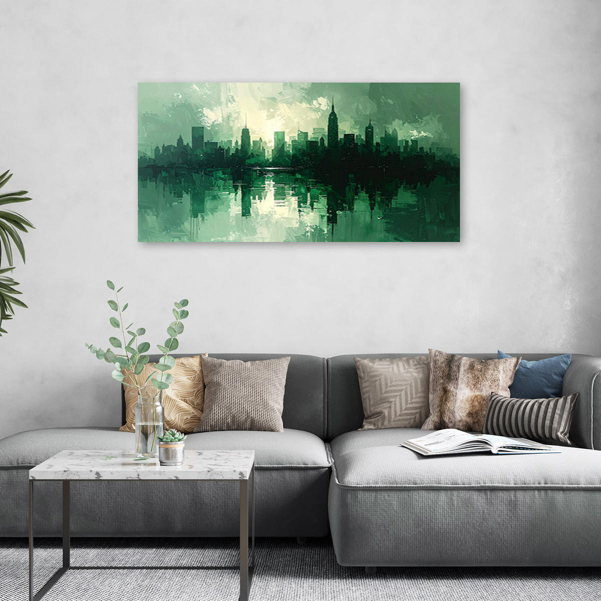 LEINWANDBILD Städte & Architektur 100x50cm - Grün, Textil (100/50cm) - Feeby