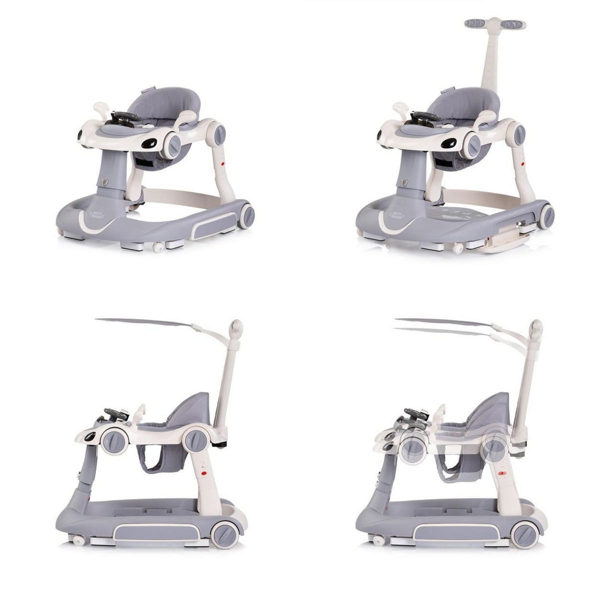 LAUFLERNHILFE Happy Walker grau 5 in 1 Schaukelfunktion Musik Lichter Räder - Grau, Kunststoff (68/61/76cm) - Chipolino