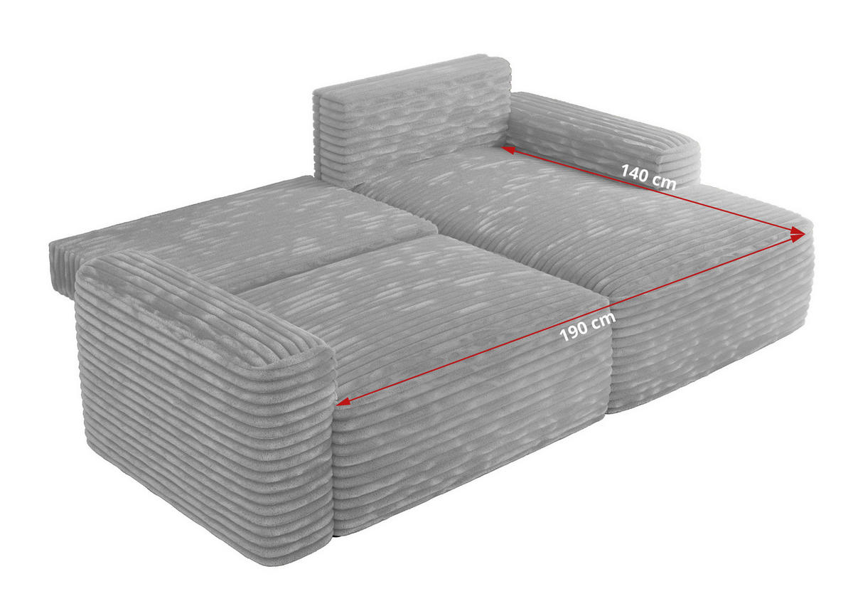 ECKSOFA BELLUNO L Grau Cord - Rechts - Schwarz/Grau, Textil (233/144cm) - MKS