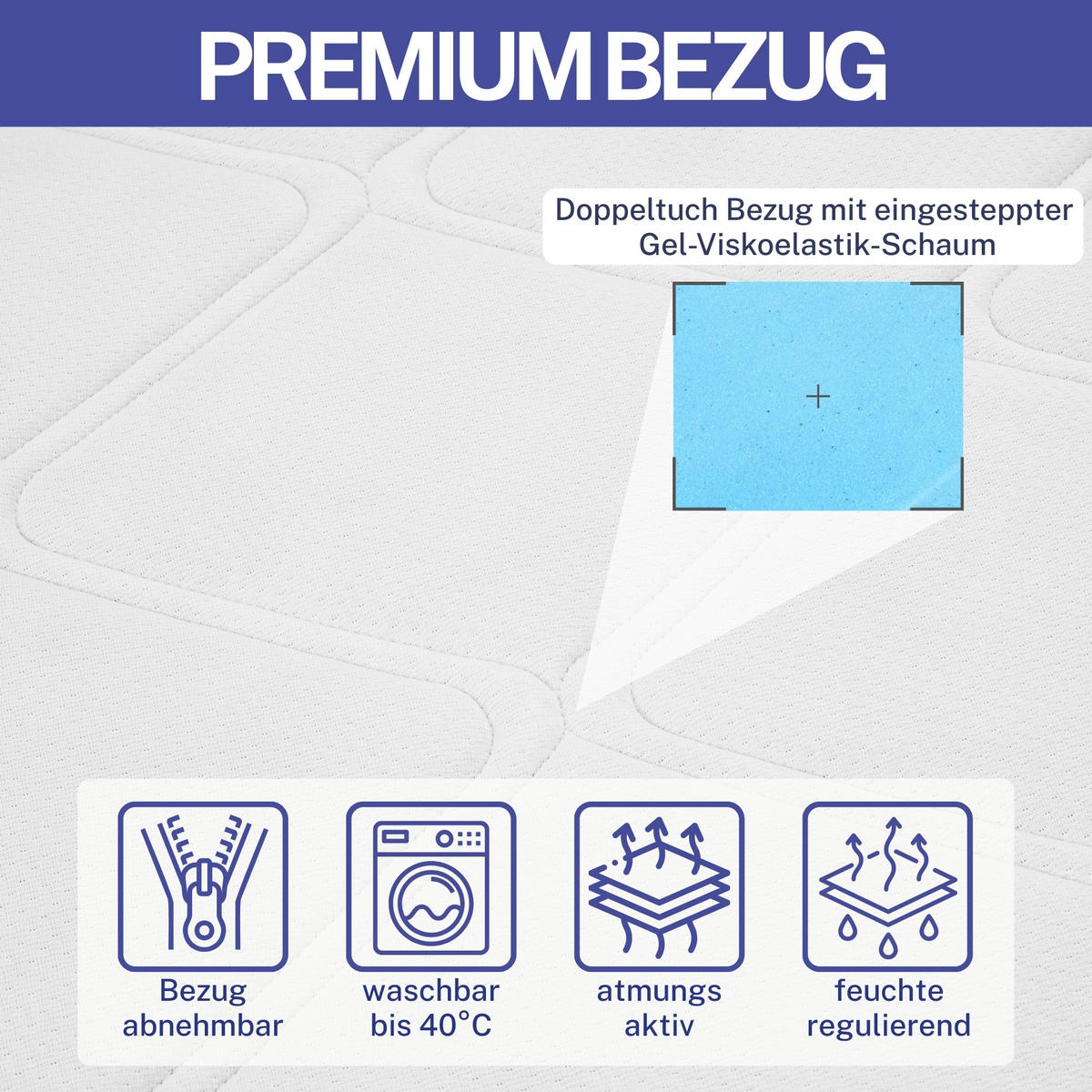 GEL-KALTSCHAUMMATRATZE RELAXX Höhe 25cm 140x200cm - Weiß, Textil (140/200cm) - Arensberger