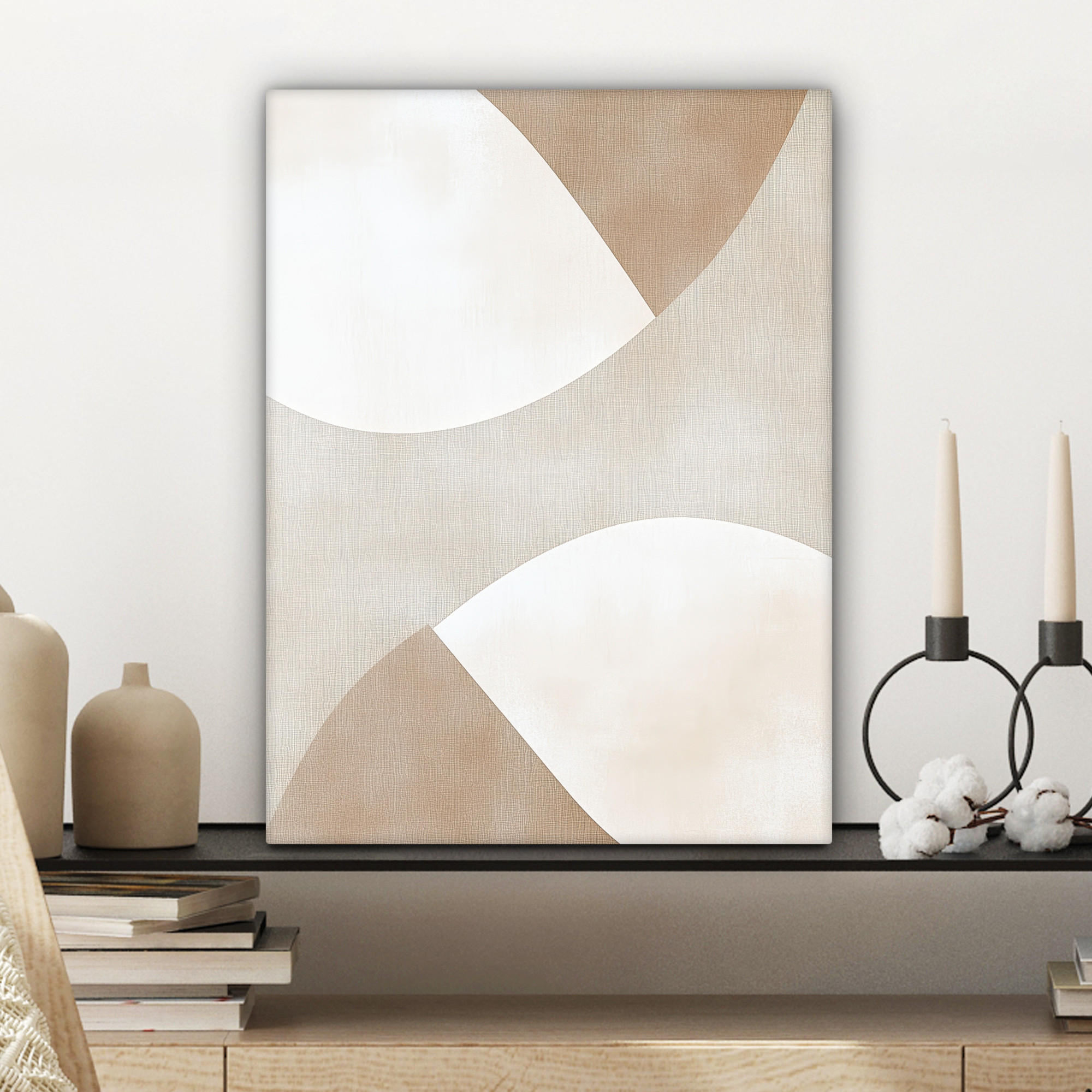 LEINWANDBILD Braun - Japandi - Abstrakt 30x40 cm - Sandfarben, Textil (30/40cm) - MuchoWow