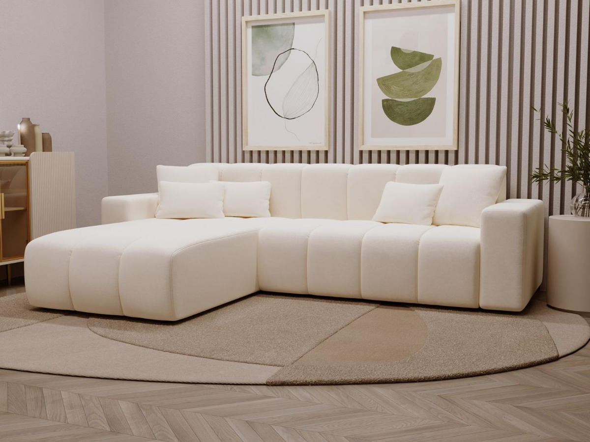 ECKSOFA Nork Creme Links - Creme, Holz/Textil (180/265cm) - Graingold