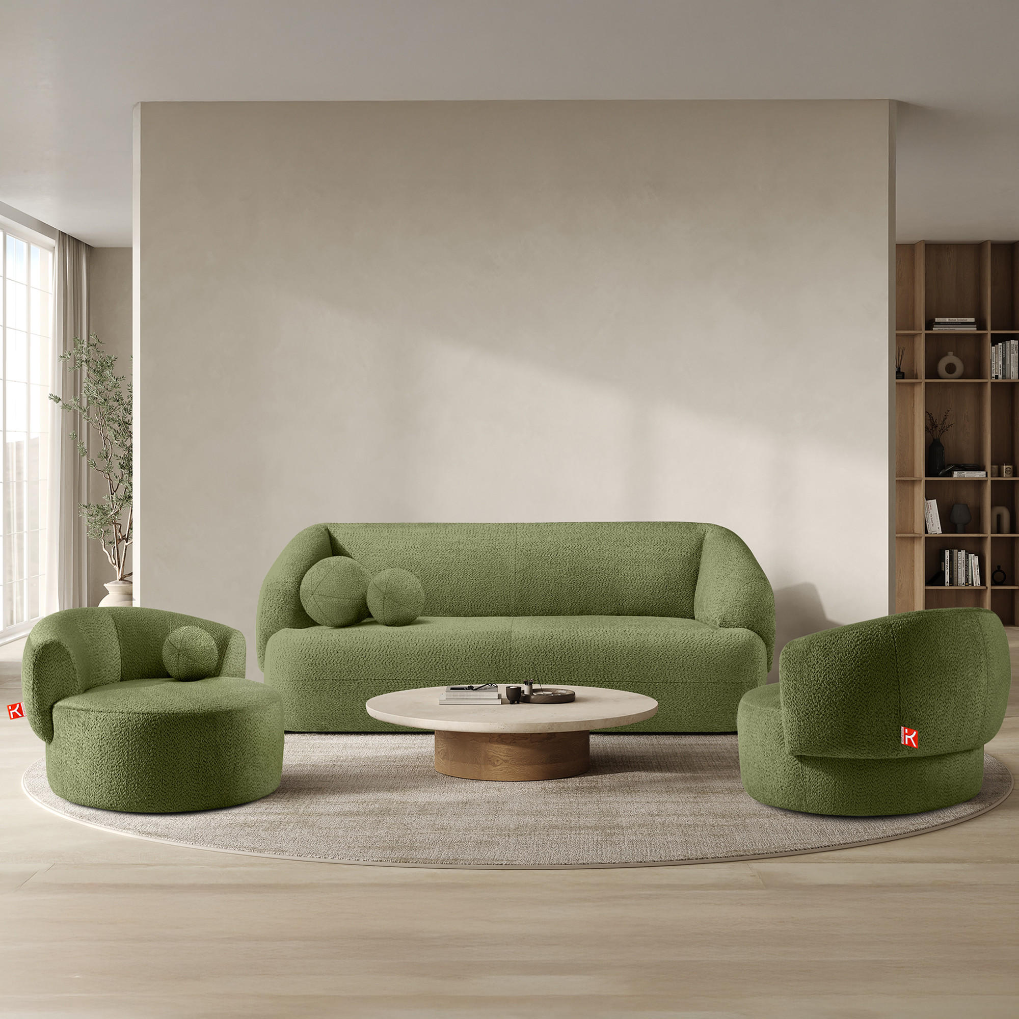 Thumbnail - Konsimo® Einzelsofa, Olivgrün, Textil, 3-Sitzer, 210x84x100 cm, Wohnzimmer, Sofas & Couches, Sofas