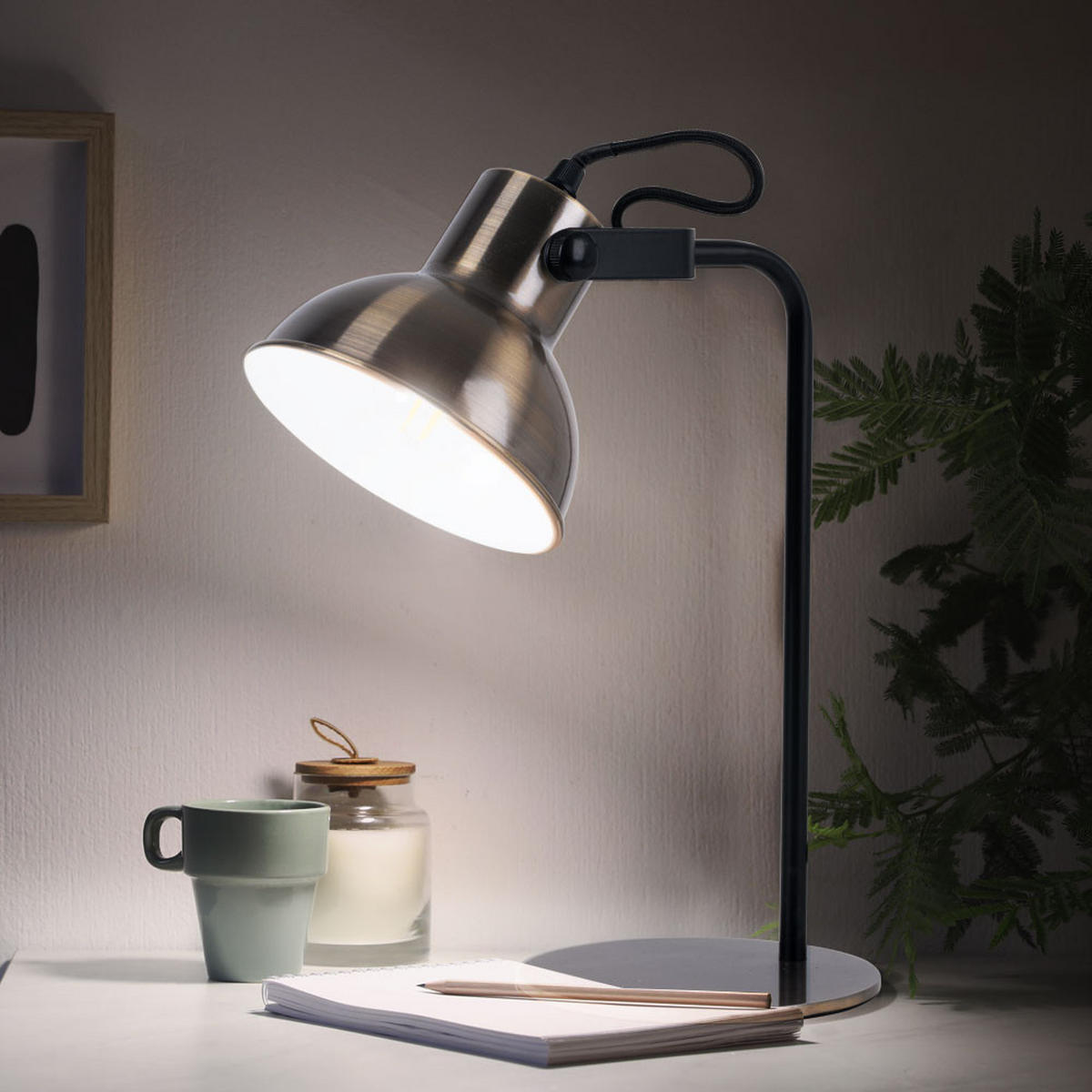 TISCHLEUCHTE Spot Messing Schwarz - Messingfarben, Metall (15/29/33.5cm) - Brilliant