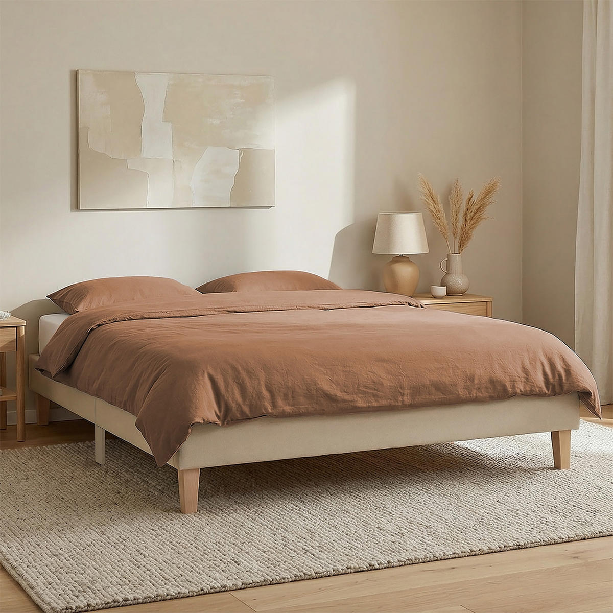 POLSTERBETT 140/200 cm in Beige + Lattenrost - Beige, Textil (140/200cm) - Homestyle4u