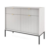SIDEBOARD Eternas 2T 2S Grau 104/83/39 cm – schwarze Füße, mit geriffelten Fronten - Schwarz/Grau, Holzwerkstoff (104/83/39cm) - AX Living