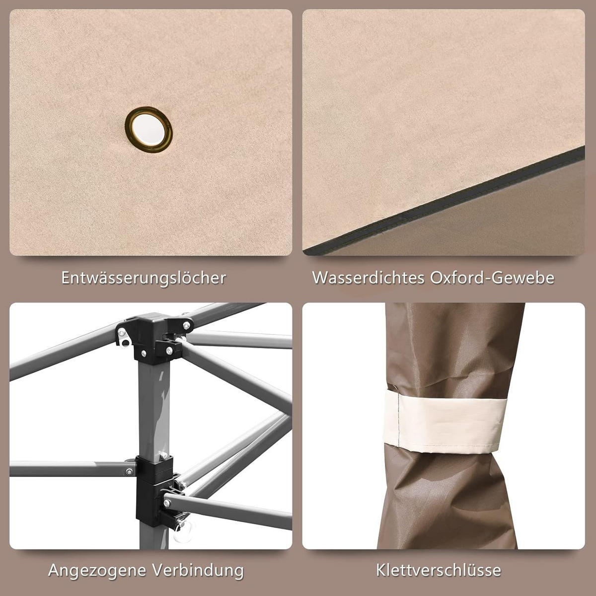 PAVILJONG Brun - Brun, Textil (395/284/395cm) - COSTWAY