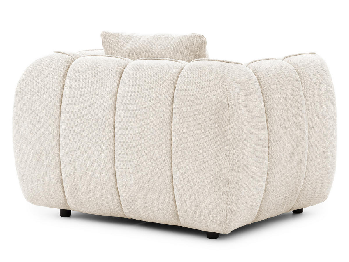 SITZGARNITUR 3+1 Nubira in tief gesteppter Bubble-Optik aus weichem Hellbeige Strukturstoff im modernen Design - Beige/Schwarz, Holz/Kunststoff (228/69/89cm) - S-Style Möbel