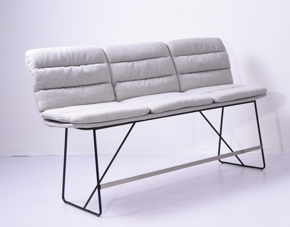 THEKENBANK VINCE Hellgrau Webstoff - Hellgrau, Textil (180/110/56cm) - KAWOLA