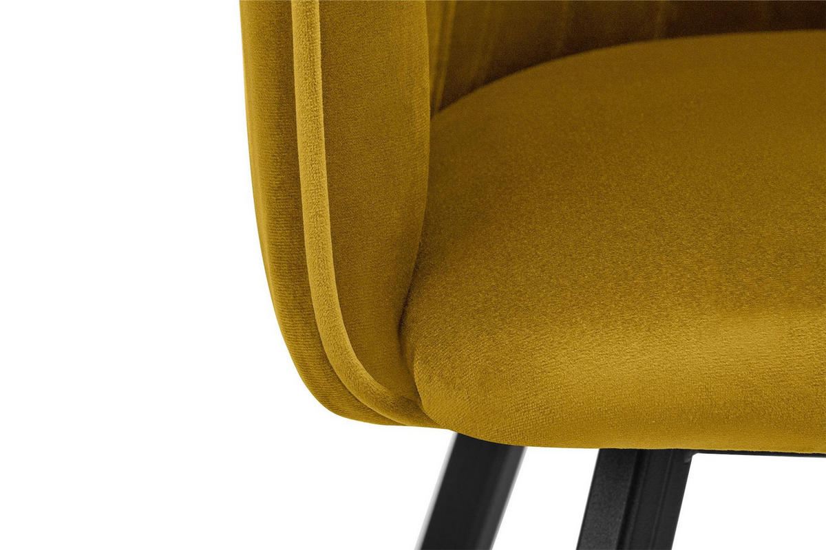 ESSZIMMERSTUHLE PYRUS 2-tlg Velours-Sitz, Gelb/Schwarz - Gelb/Schwarz, Textil/Metall (56/84/46cm) - KONSIMO®