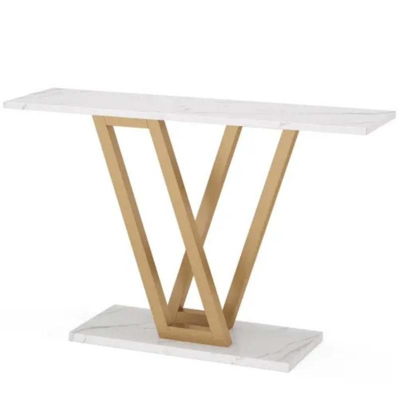 KONSOLENTISCH Gold/Weiß 110/30/80 cm - Goldfarben, Metall (30/110/80cm) - PANGIVO