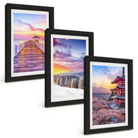 BILDER SET 3er Set - 20x30 cm Schwarzer Rahmen - Romantische Himmelslandschaften - Schwarz, Kunststoff (20/30cm) - TULUP