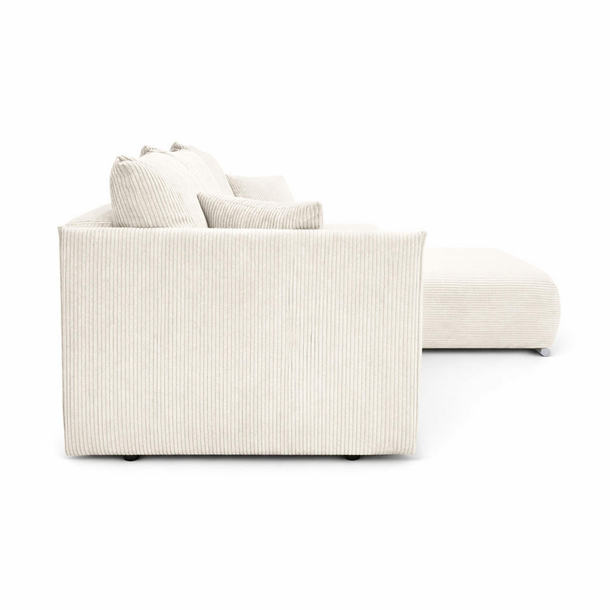 ECKSOFA L-Form Schlaffunktion Livorno Cord-Stoff Ecru Rechts - Chromfarben/Ecru, Holz/Kunststoff (246/188cm) - Kaiser Möbel