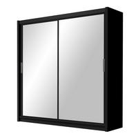 ŠATNÍ SKŘÍŇ S POSUVNÝMI DVEŘMI NAMI, 160/215/61 cm 2dveřová se zrcadlem, černá - černá, kompozitní dřevo (160/215/61cm) - MASSENO