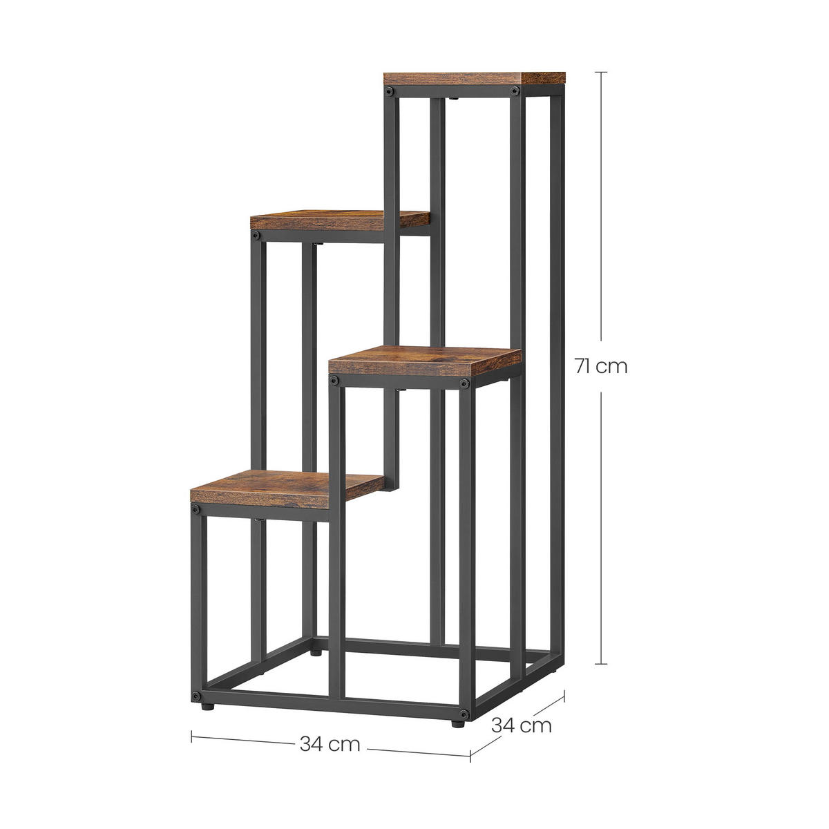 BLUMENSTÄNDER - Alteiche/Schwarz, Metall (34/34/71cm) - Mat-Haus