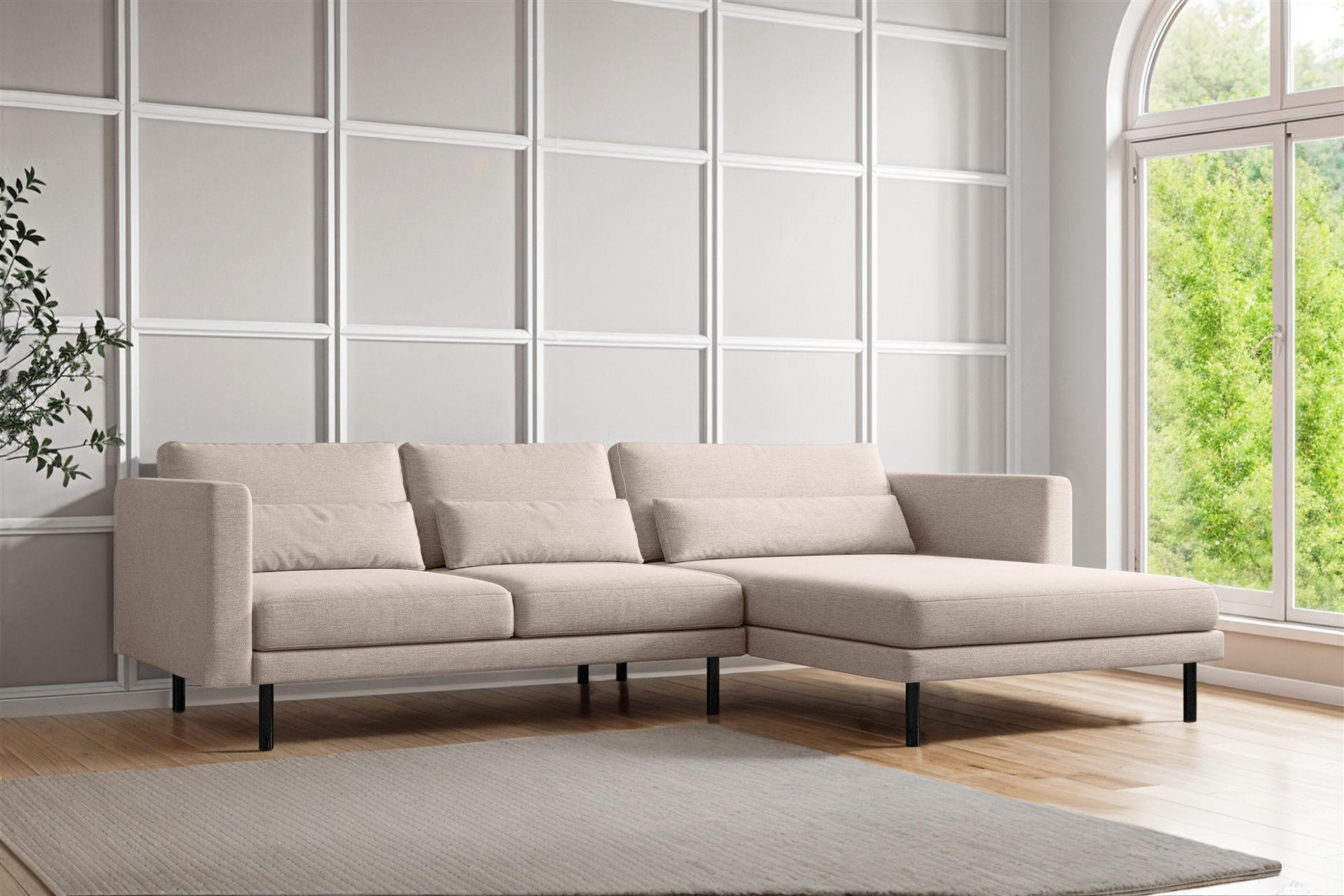 ECKSOFA Agada In Verita - Beige, Holzwerkstoff/Textil (281/174cm) - Fun Möbel