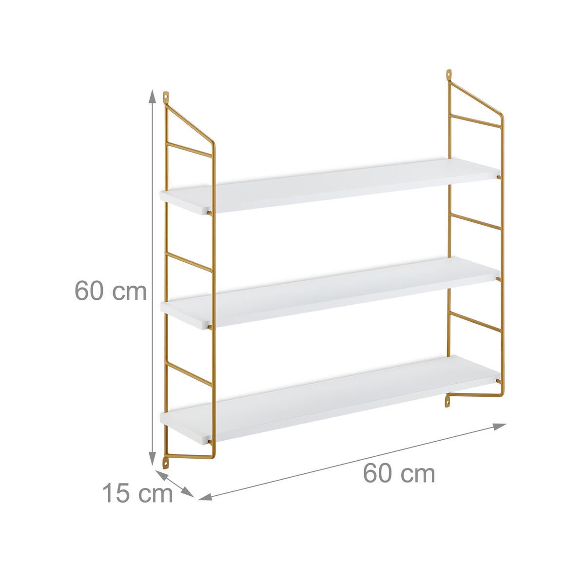 WANDREGAL - Weiß, Holzwerkstoff/Kunststoff (60/60/15cm) - Relaxdays