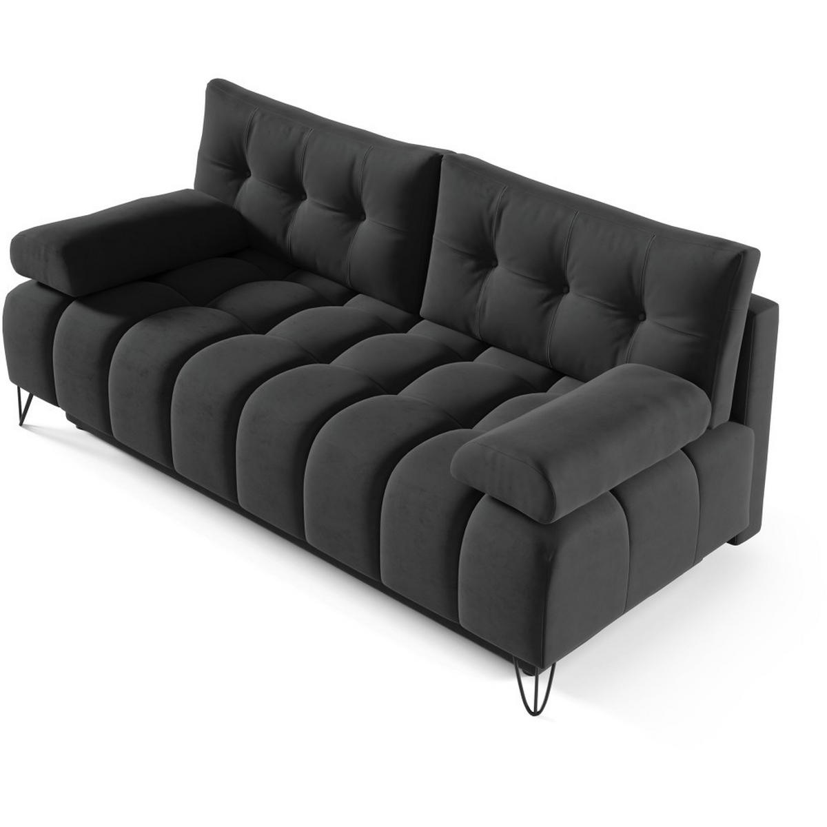 SCHLAFSOFA Bergen im Veloursstoff, Schwarz - Schwarz, Textil (197/93/100cm) - Beautysofa