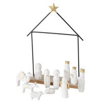 WEIHNACHTSKRIPPE Natos 11 Figuren - Weiß, Holzwerkstoff (6/32/22cm)