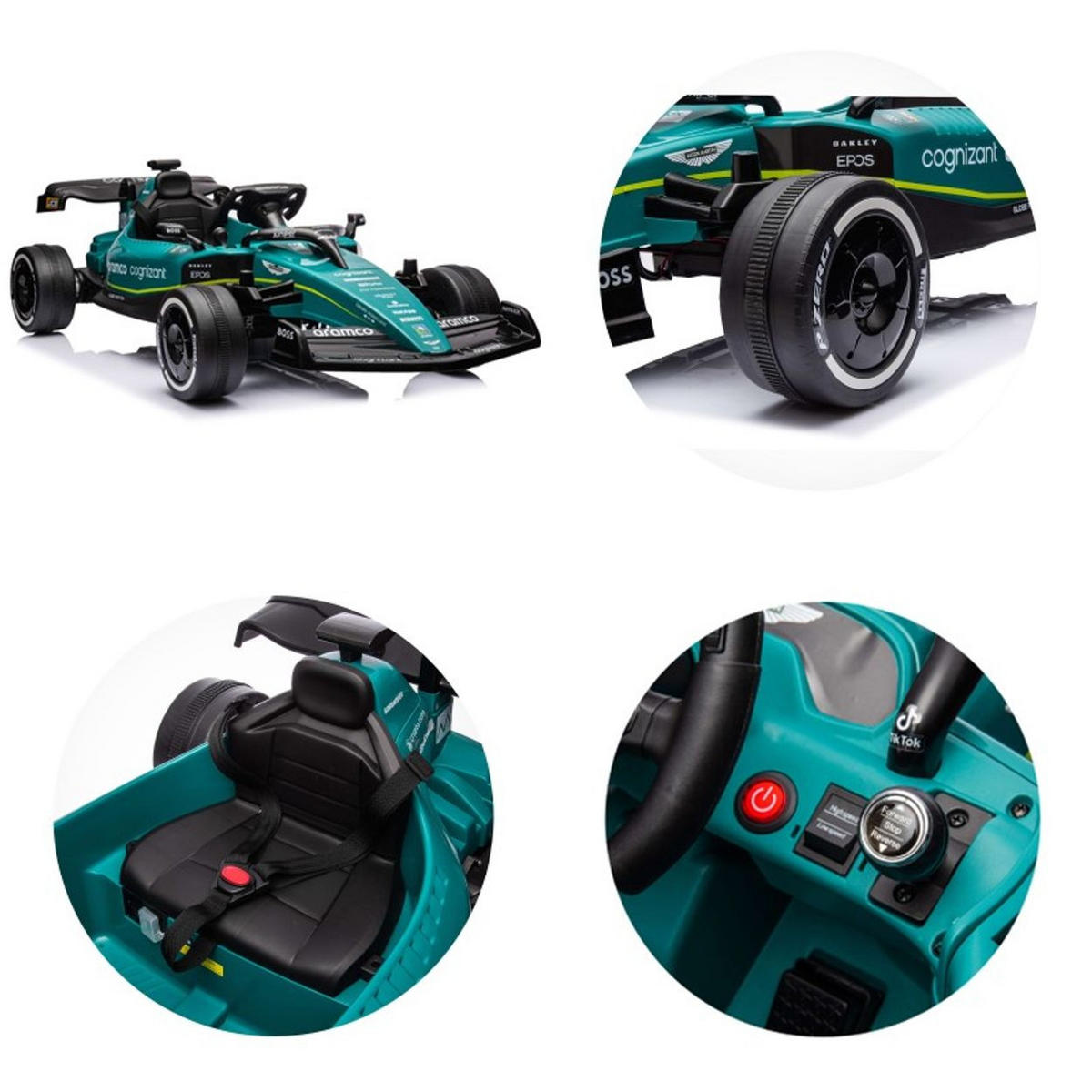 ELEKTROAUTO Aston Martin grün Fernbedienung Federung LED-Lichter MP3 - Grün, Kunststoff (137/72/44cm) - Chipolino