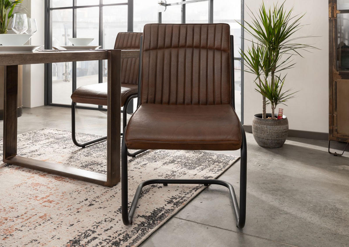 FREISCHWINGER Echtleder 52x61x92 braun IRON LABEL #03 - Braun, Leder (52/92/61cm) - Massivmoebel24