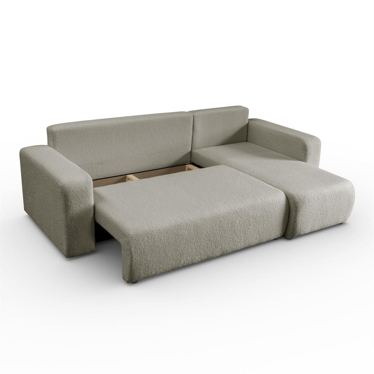 ECKSOFA VESPO L mit Schlaffunktion und Bettkasten - Beige, Textil (247/143cm) - Lookway