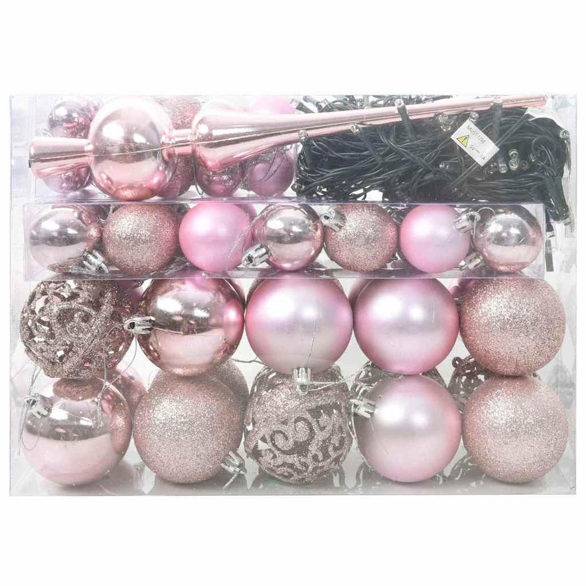 WEIHNACHTSKUGELSET 61 -teilig Rosa Kunststoff - Rosa, Kunststoff (6/27/6cm) - vidaXL