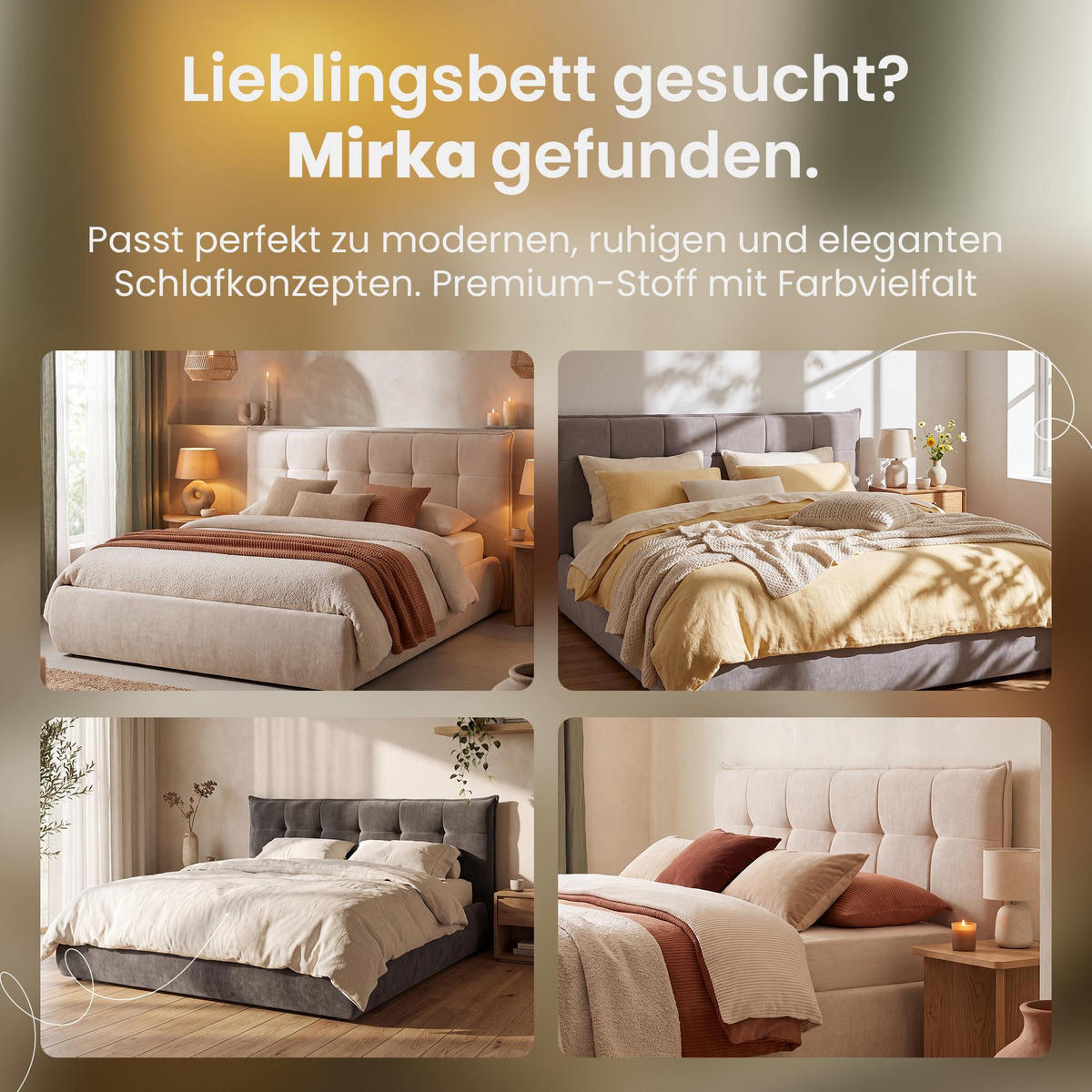 POLSTERBETT 180 cm/200 cm cm Stoff Creme - Creme, Textil (198/220cm) - CLP