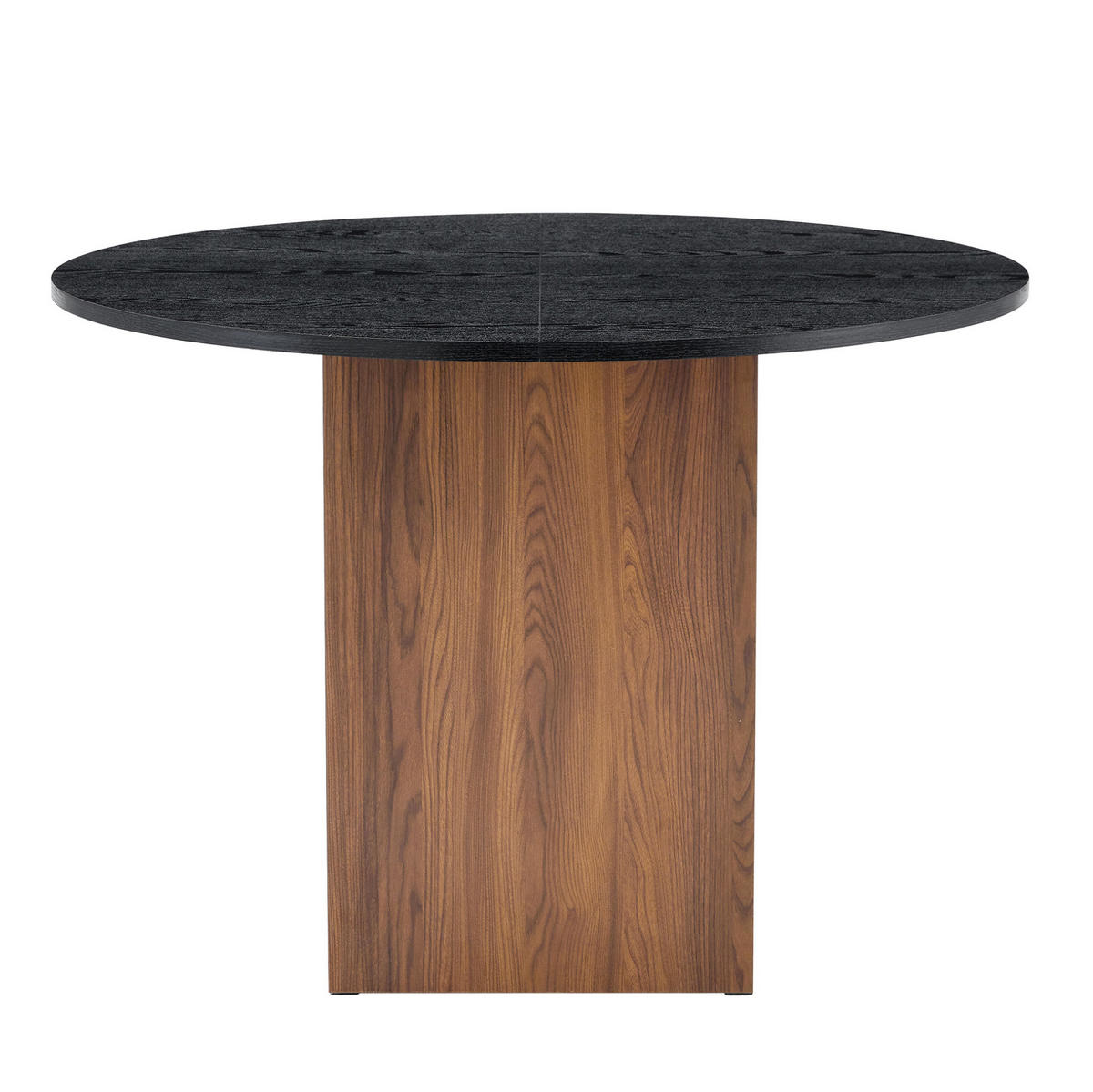 ESSTISCH aus MDF 100x100x76 cm Walnuss-Schwarz mit Stauraumfächern und pflegeleichter Tischplatte - Schwarz, Holzwerkstoff (100/100/76cm) - Modfu