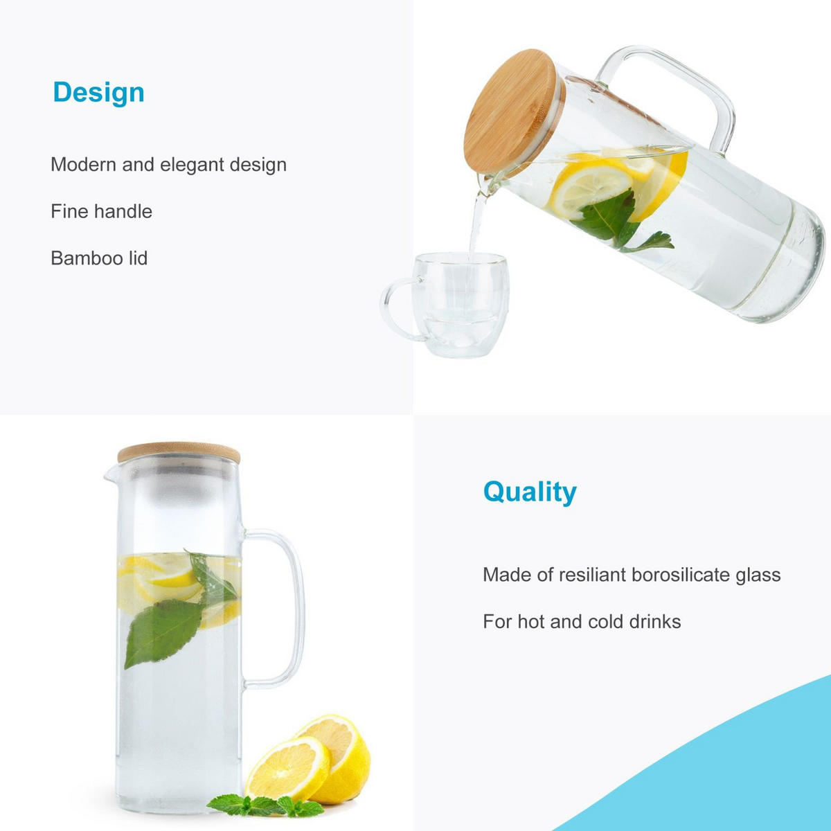 KARAFFE - Transparent, Glas (1.1L) - Intirilife