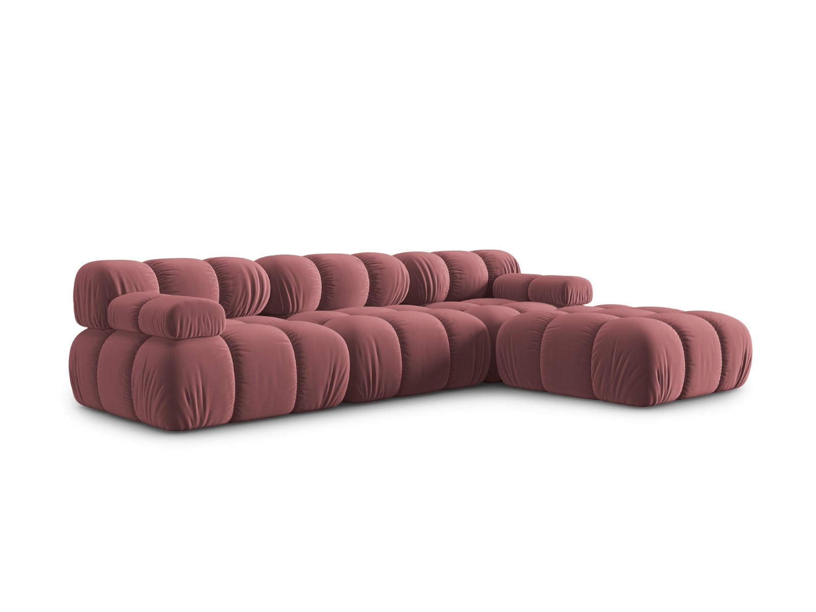 MODULARES-SOFA Bellis aus Samt rosa 4 Sitzplätze - Pink, Textil (188/63/282cm) - Micadoni
