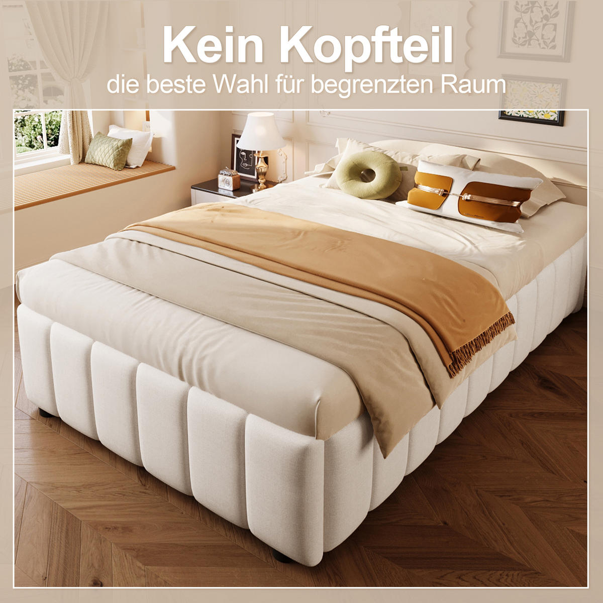 POLSTERBETT 90x200cm Beige hydraulische Lagerung ohne Kopfteil - Beige, Holz (90/200cm) - FLIEKS