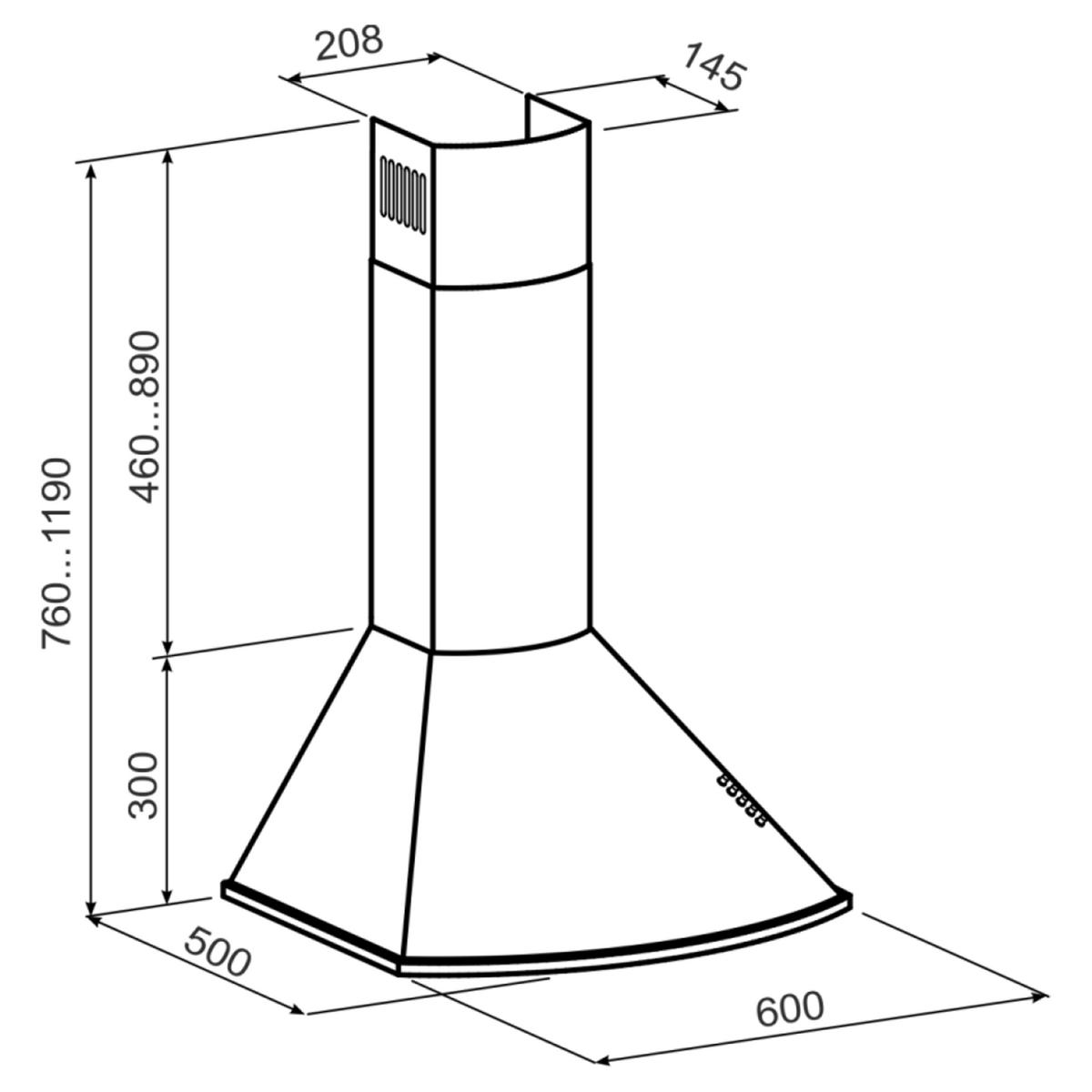 DUNSTABZUGSHAUBE GCH C 046 BL 6 N 60 cm Schwarz - Schwarz, Metall (60/117/50cm) - Gurari
