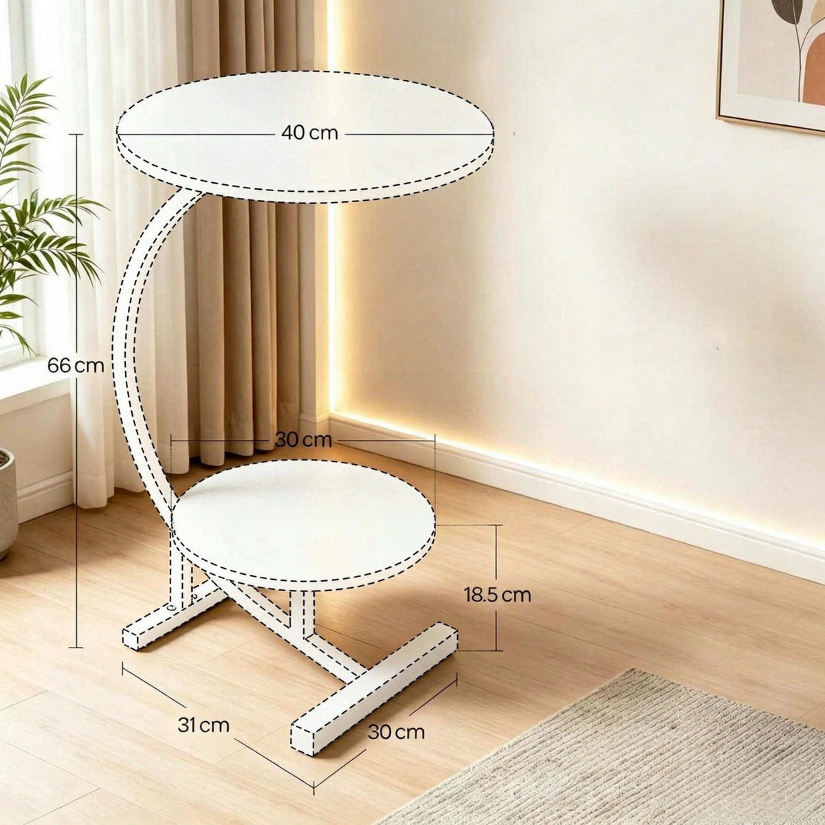 BEISTELLTISCH kompakt modern für Sofa und Bett - Braun, Holzwerkstoff/Metall (31/30/66cm)