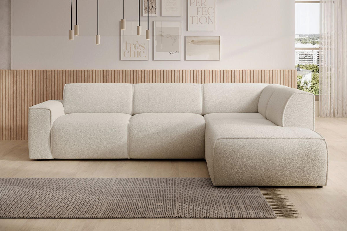 ECKSOFA Bouvi Creme rechts - Creme/Schwarz, Kunststoff/Textil (220/292cm) - Selsey