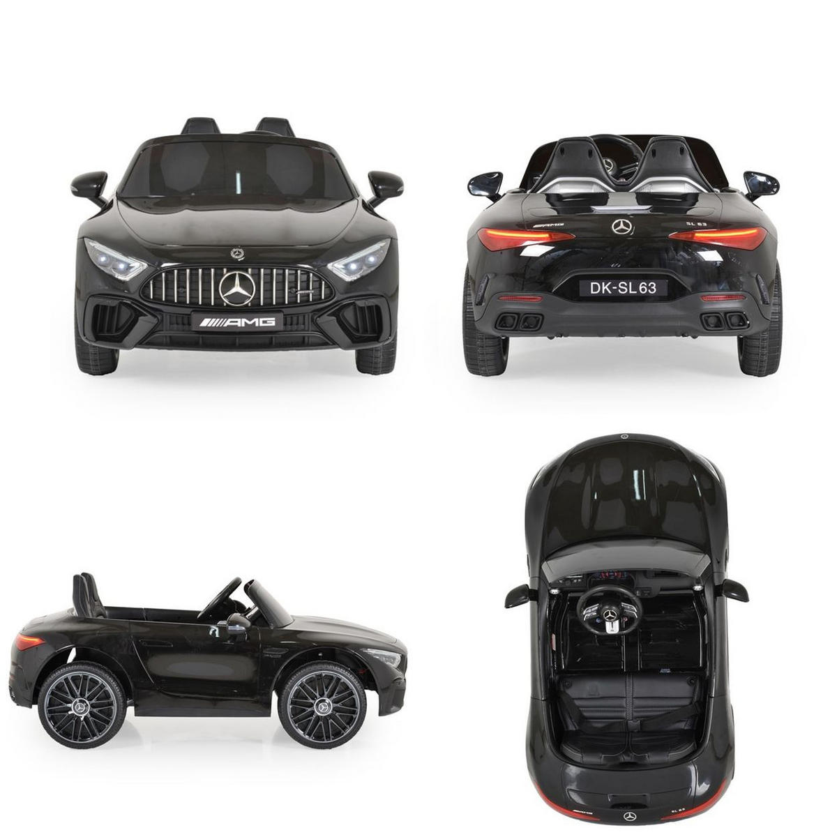 ELEKTROAUTO Mercedes Benz schwarz DK-SL63 Zweisitzer Fernbedienung Bluetooth - Schwarz, Kunststoff (125/78/52cm) - Moni