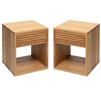 NACHTTISCH Emma, 2er Set Eiche, 38/40/50 cm - Beige, Holz (40/50/38cm) - WOODEK