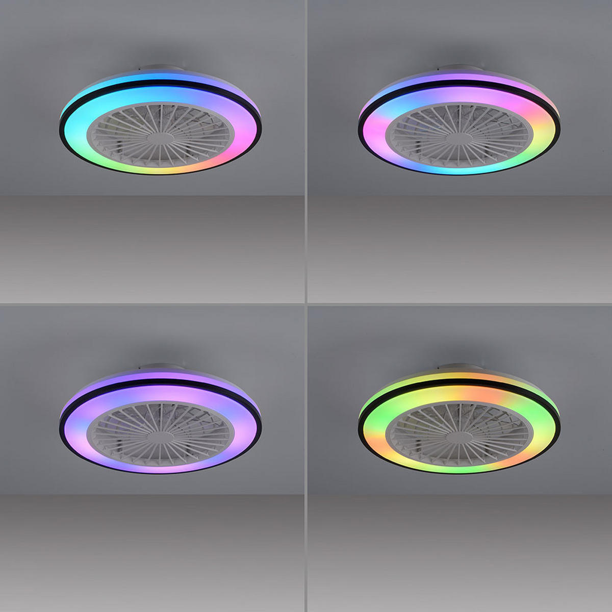 DECKENLEUCHTE LENO LED Schwarz, Ventilator - Schwarz, Metall (49/49/14.5cm)
