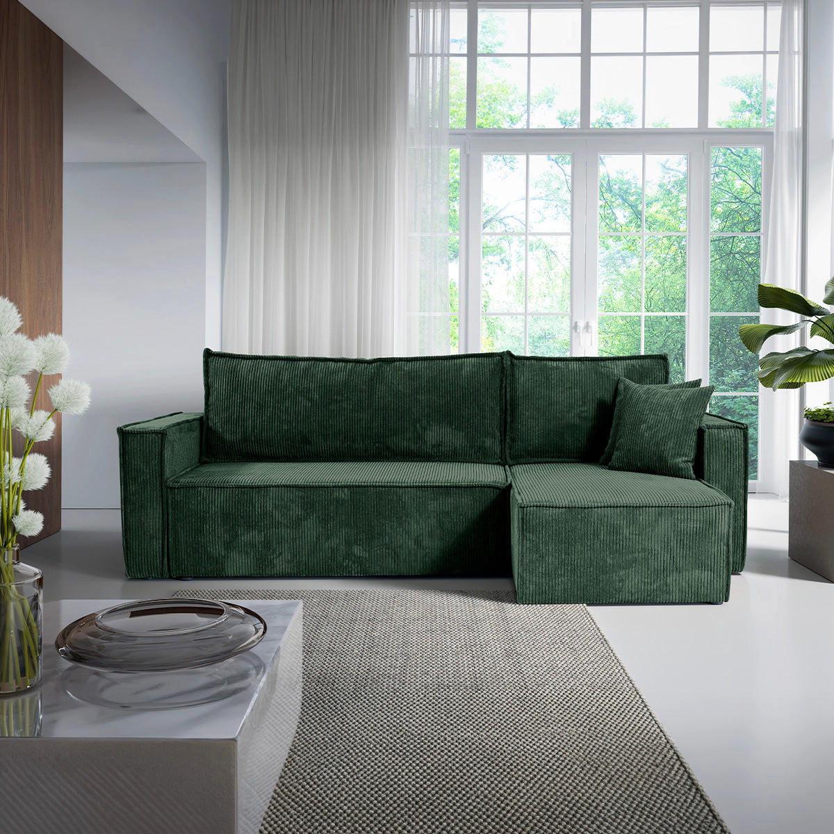 ECKSOFA Ezekiel 3 Sitzplätze Tannengrün - Grün, Holz (236/145cm) - Petits-meubles