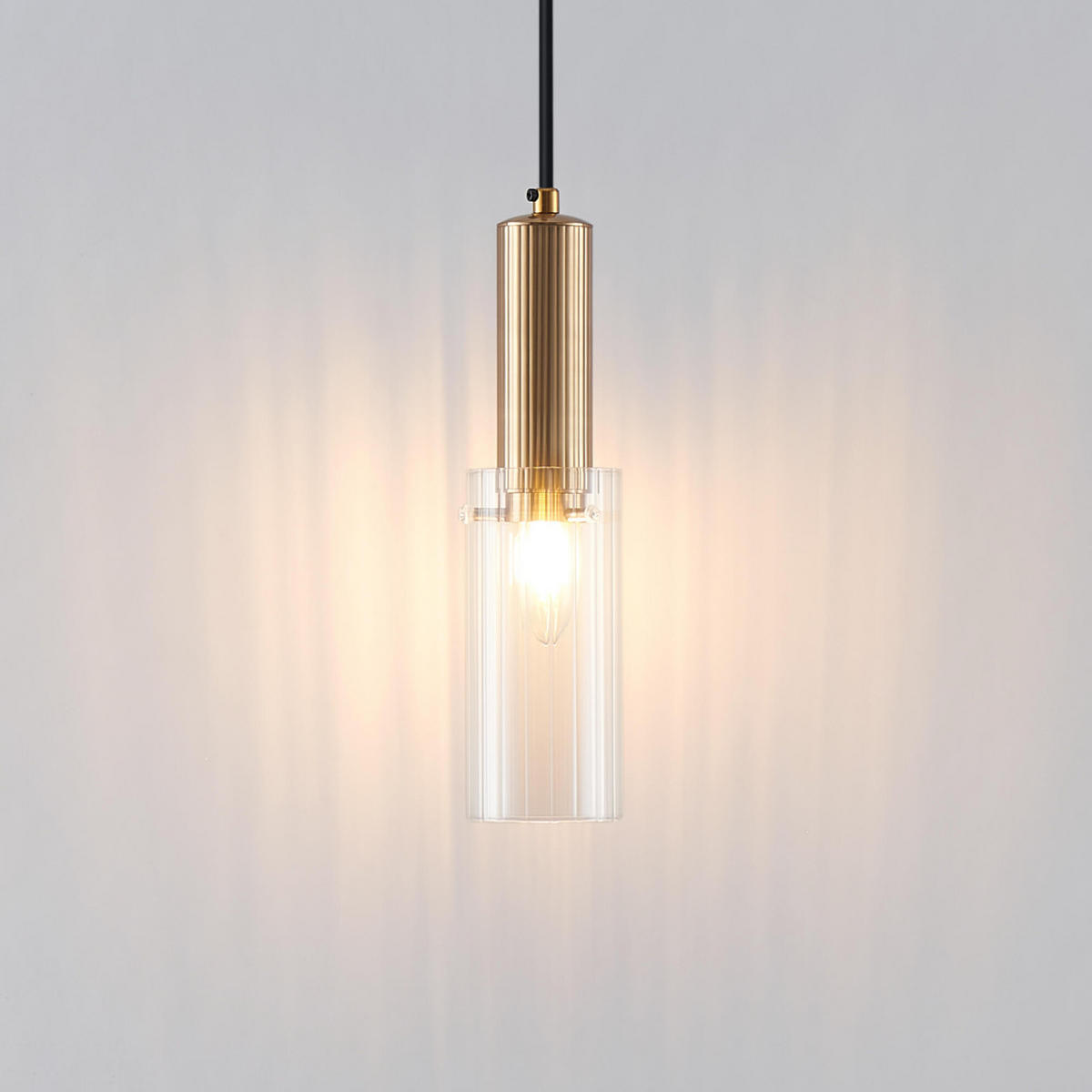 HÄNGELEUCHTE Poggio, Transparent und goldfarben, 31.5cm - Transparent, Glas (8/8/31.5cm) - KOSILUM