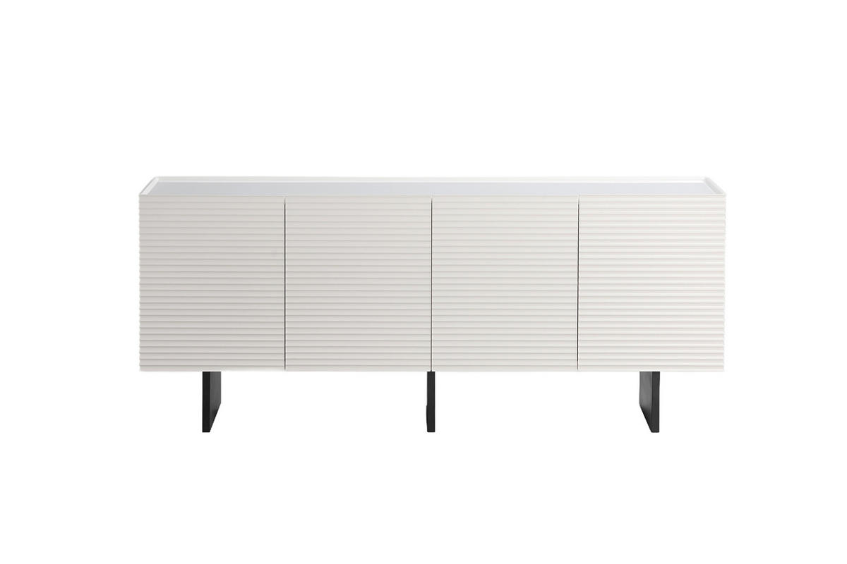 SIDEBOARD LYNN Weiß Holz - Schwarz/Weiß, Holzwerkstoff/Metall (180/75/40cm) - KAWOLA