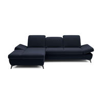 ECKSOFA FELICE L-S Dunkelblau Geflochtener Stoff mit Schlaffunktion - Dunkelblau, Holz (284/166cm) - MASSENO