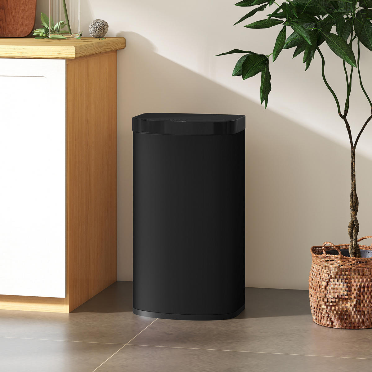 SENSOR-MÜLLEIMER Edelstahl Kunststoff Schwarz - Schwarz, Metall (28.5/69/38cm) - HOMCOM