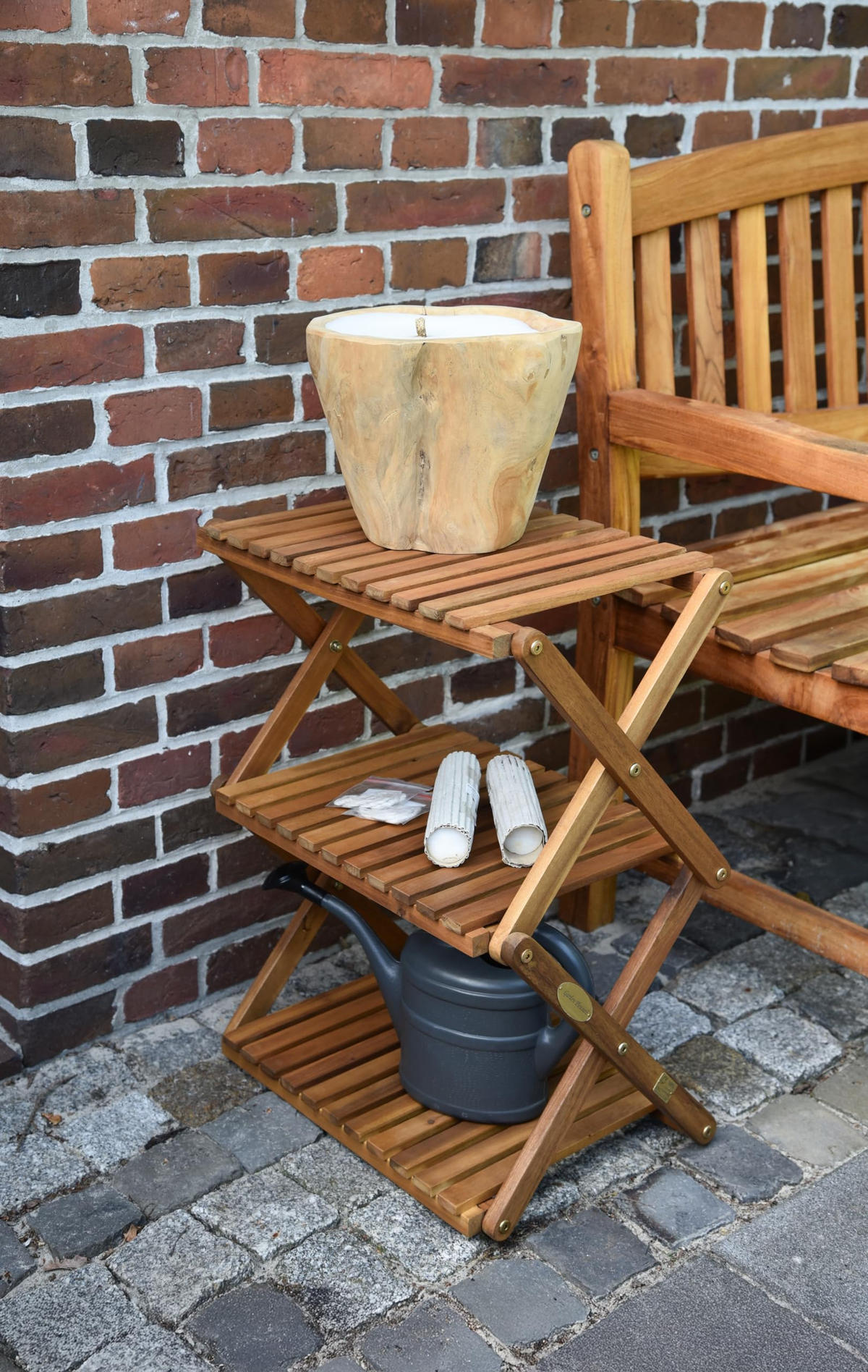 PFLANZENREGAL Viktor mit 3 Ebenen Akazienbraun Blumenregal - Akaziefarben, Holz (46/30/58.5cm) - DELUKE