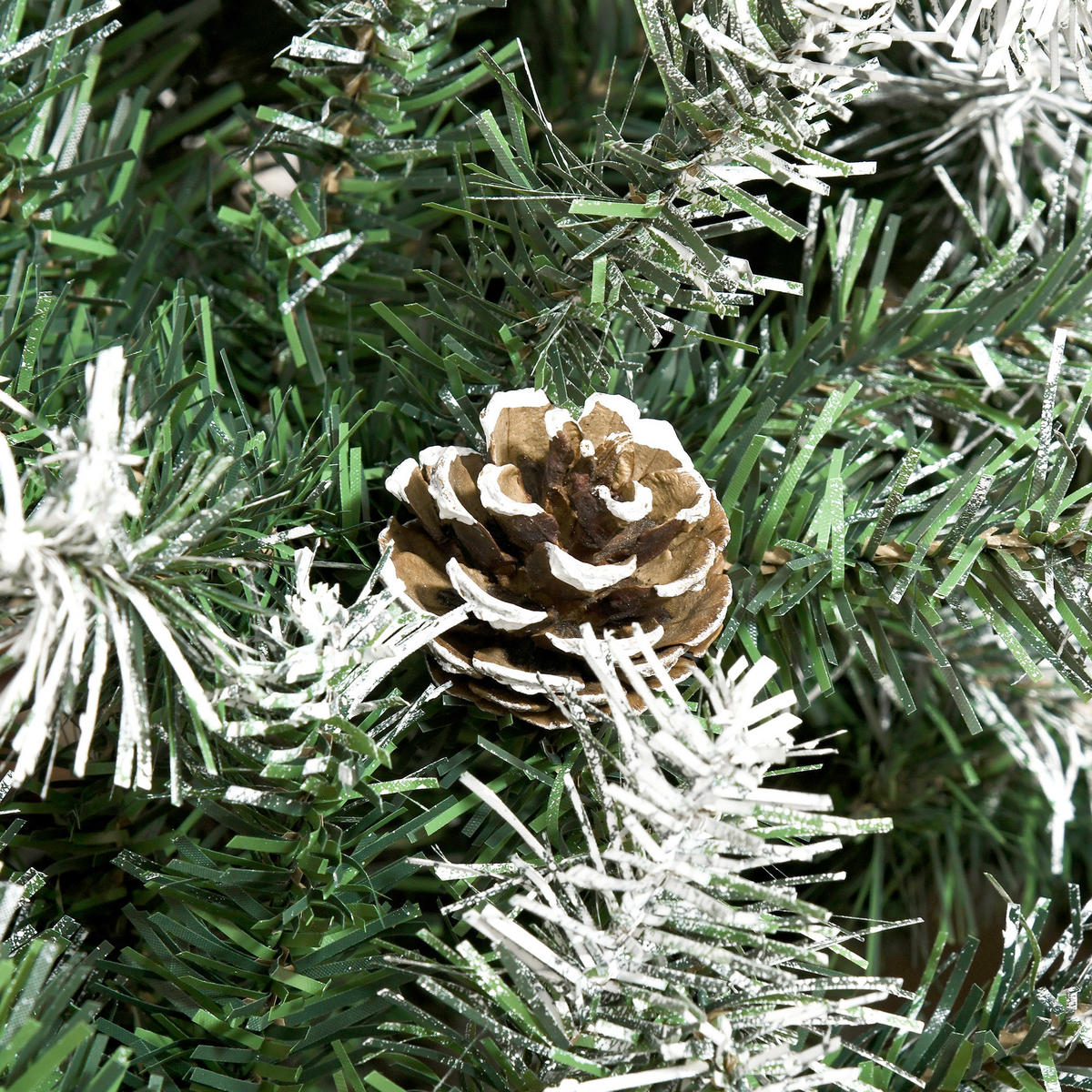 KÜNSTLICHER Weihnachtsbaum, 180 cm Christbaum mit Kunstschnee, Indoor - Weiß/Grün, Kunststoff/Metall (180cm) - HOMCOM